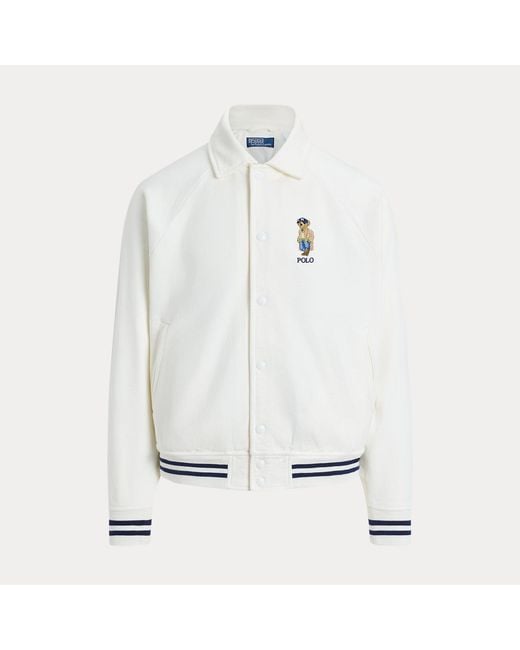 Polo Ralph Lauren White The Bayport Vintage Fit Polo Bear Jacket for men
