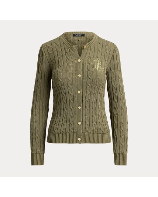 Ralph Lauren Green Cable-Knit Cotton-Blend Cardigan