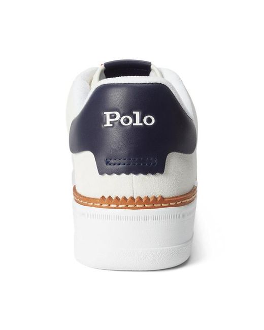 Polo Ralph Lauren Masters Court Sneaker Van Leer En Suède in het White voor heren