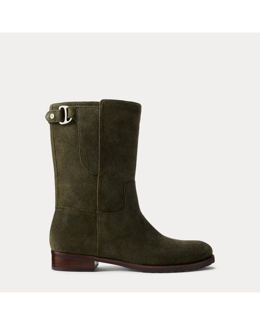 Ralph Lauren Green Tasha Suede Boot