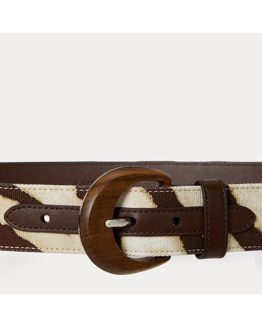 Ralph Lauren Brede Riem Met Houten Gesp En Zebraprint in het Brown