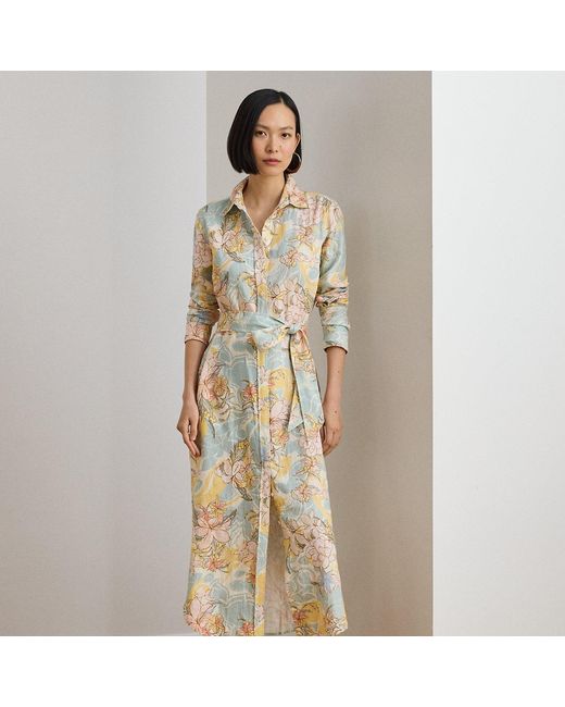 Ralph Lauren Natural Floral Linen Shirtdress