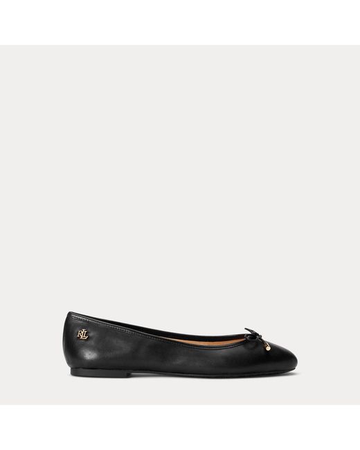 Ralph Lauren Black Jayna Leather Flat