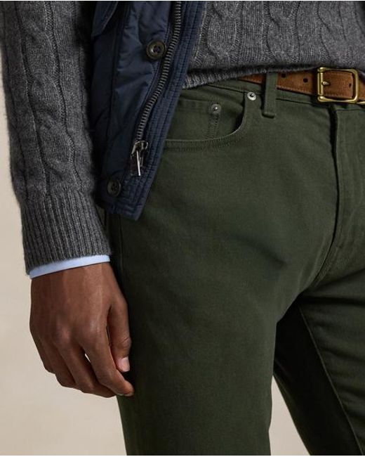 Polo Ralph Lauren Varick Slim Straight Twill Trouser in Green for Men ...