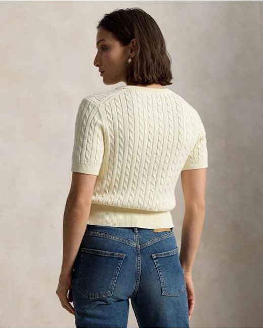 Polo Ralph Lauren Natural Mini-Cable Short-Sleeve Henley Jumper