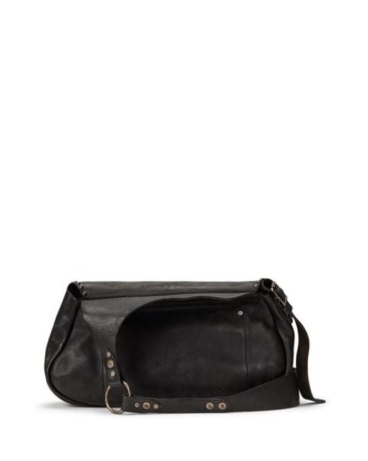 RRL Black Studded Leather Saddle Bag for men