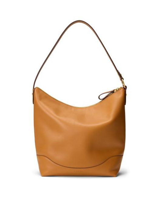 Ralph Lauren Gray Leather Large Tasha Bucket Bag