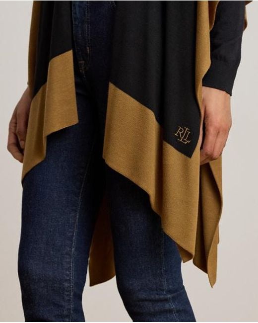 Ralph Lauren Black Two-Tone Ruana