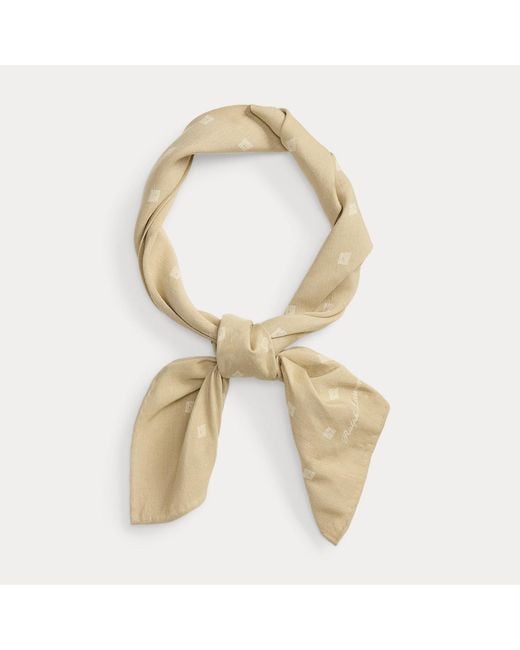 Ralph Lauren Brown Geometric Linen-Silk Neckerchief for men