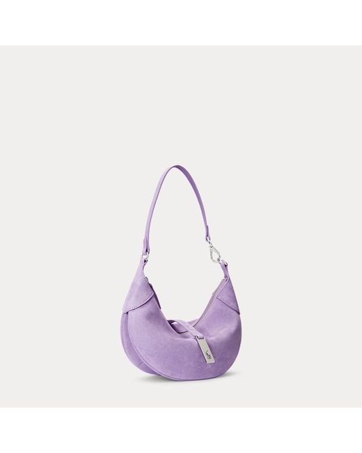 Polo Ralph Lauren Purple Polo Id Suede Mini Shoulder Bag