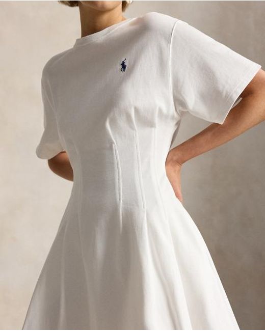 Polo Ralph Lauren White Shaped Cotton Jersey T-Shirt Dress