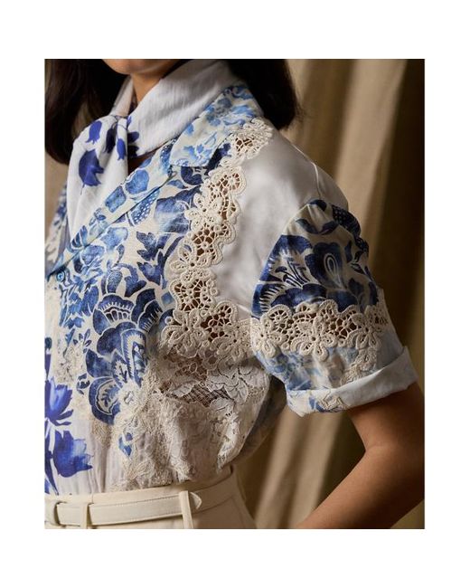 Camicia sahariana Aislyng patchwork di Ralph Lauren Collection in Blue