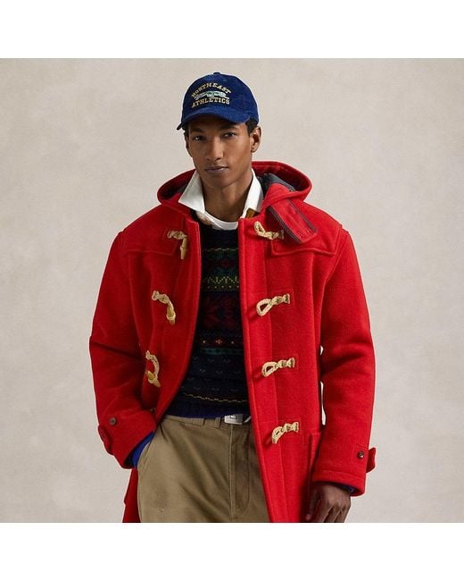 Polo Ralph Lauren Red Wool Twill Toggle Coat for men