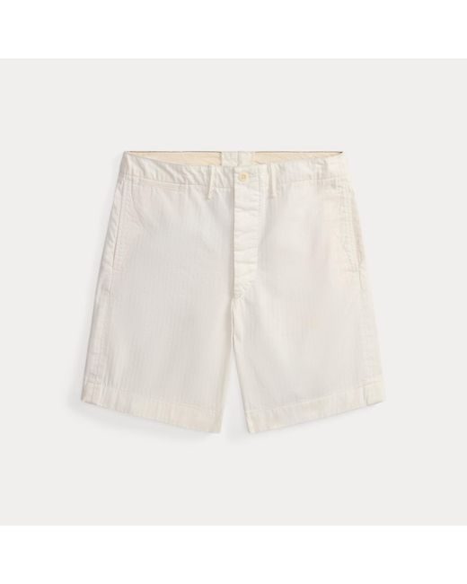 RRL White Herringbone Twill Officer's Short for men