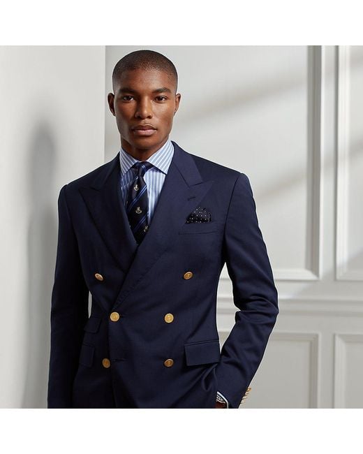 Ralph Lauren Purple Label Ralph Lauren Gregory Hand-tailored Peak-lapel  Blazer in Blue for Men | Lyst