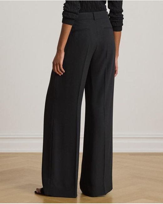 Ralph Lauren Black Double-Faced Georgette Wide-Leg Trouser