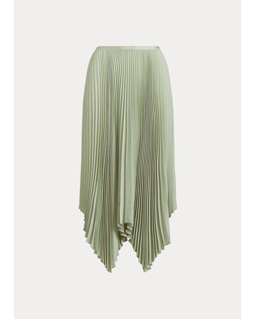 Ralph Lauren Green Pleated Georgette Handkerchief Skirt