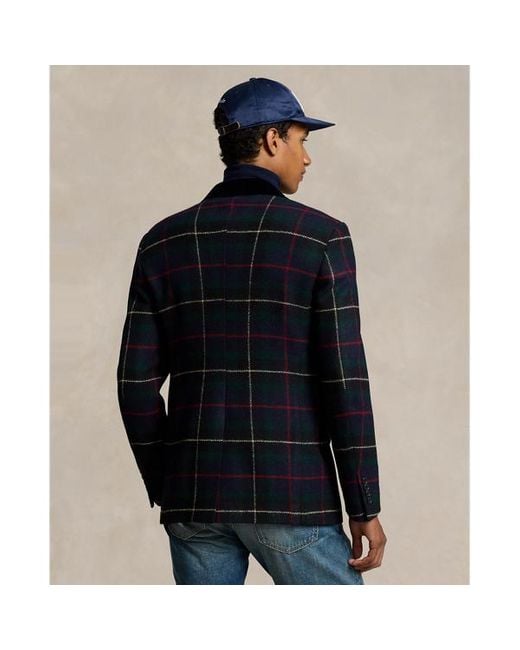 Polo Ralph Lauren Blue Polo Tailored Plaid Wool Suit Jacket for men