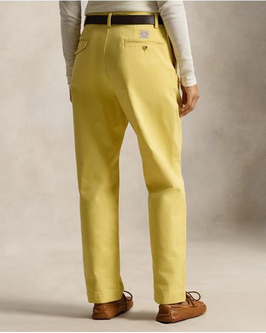Polo Ralph Lauren Yellow Whitman Relaxed Fit Pleated Chino Trouse for men
