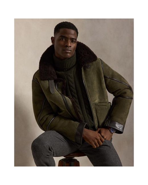 Polo Ralph Lauren Brown Shearling Flight Jacket for men