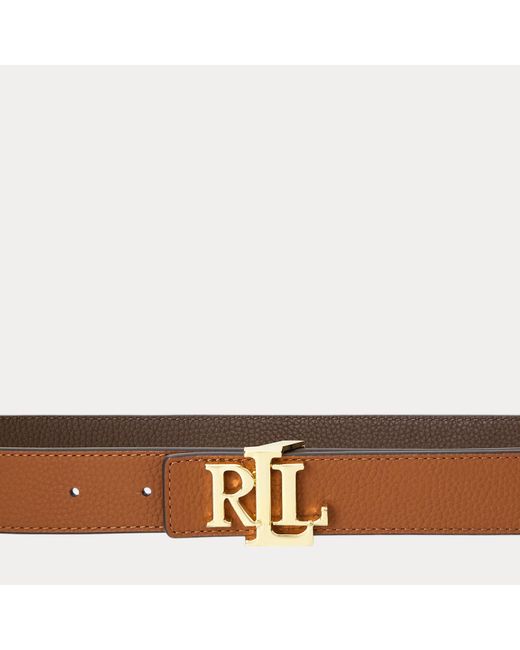 Ralph Lauren Multicolor Logo Reversible Pebbled Leather Belt
