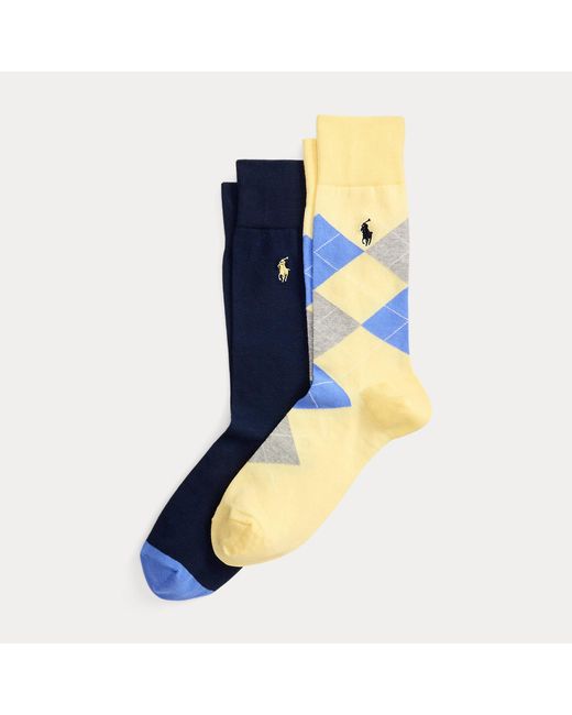 Polo Ralph Lauren Blue Argyle Trouser Socks 2-Pack for men
