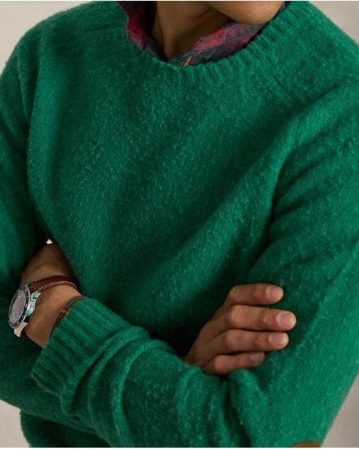 Polo Ralph Lauren Green Suede-Patch Wool-Cashmere Jumper for men