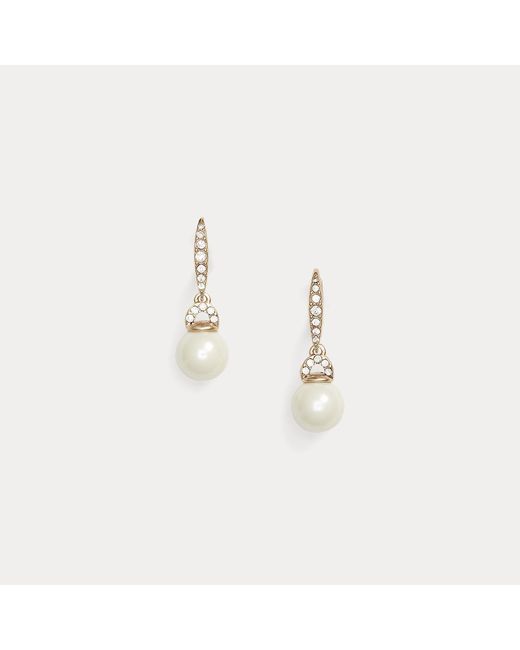 Ralph Lauren Metallic Tone Faux-Pearl Drop Earrings
