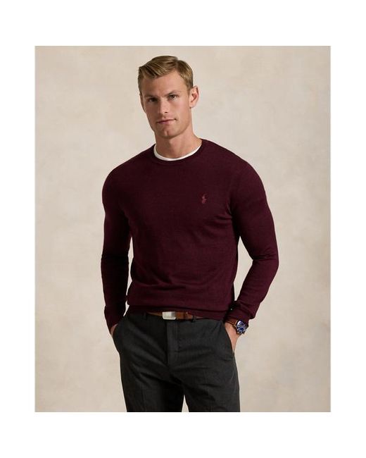 Polo Ralph Lauren Purple Slim Fit Washable Wool Crewneck Jumper for men