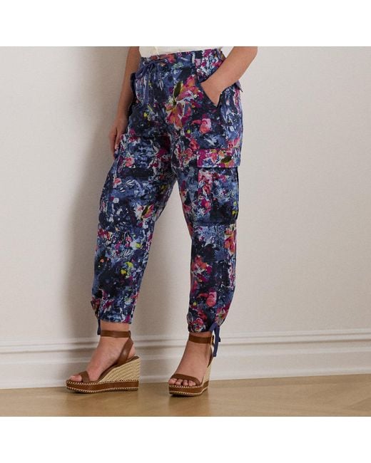 Ralph Lauren Blue Ralph Lauren Print Linen Cargo Ankle Pant
