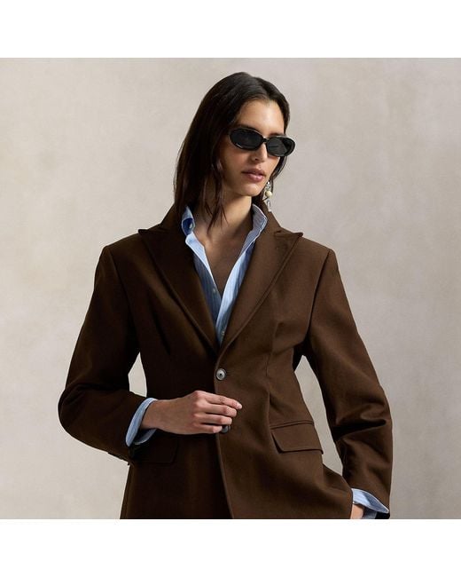 Polo Ralph Lauren Brown Single-Breasted Cotton-Wool Crepe Blazer
