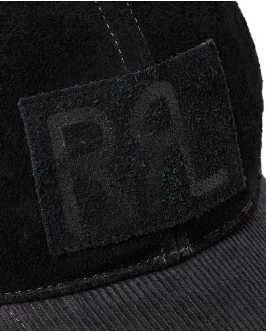 RRL Black Roughout Suede Trucker Cap for men