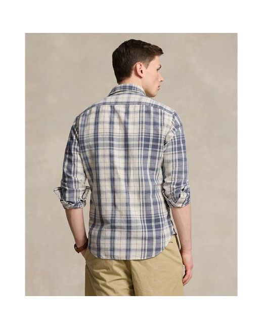 Polo Ralph Lauren Gray Classic Fit Plaid Linen-cotton Workshirt for men