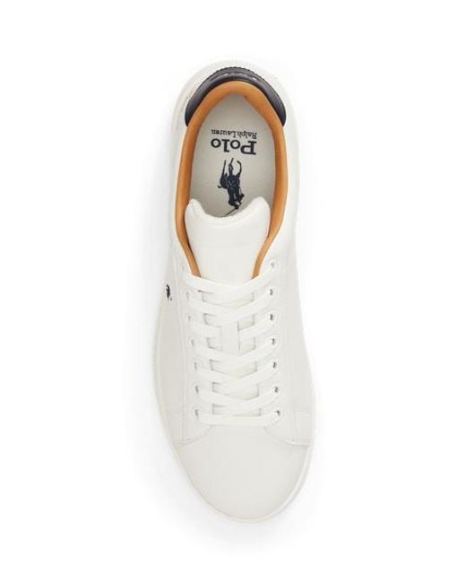 Ralph Lauren White Heritage Court Ii Leather Trainer for men
