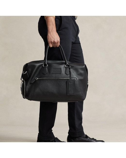 Ralph Lauren Pebbled Leather Duffel in Black for Men Lyst