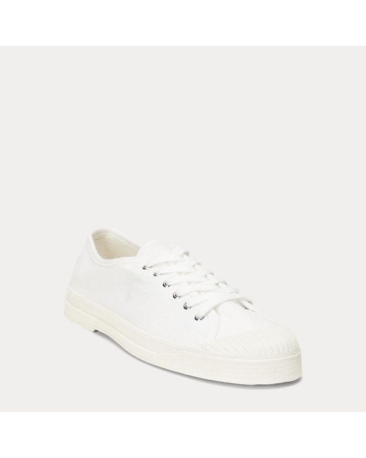 Polo Ralph Lauren Essence 100 Canvas Sneaker Met Teenstuk in het White