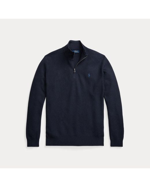 Polo Ralph Lauren Blue Ralph Lauren Mesh-knit Cotton Quarter-zip Sweater for men