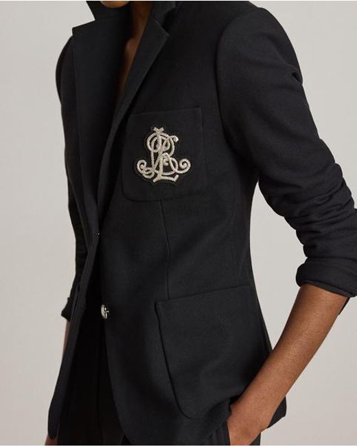 Ralph Lauren Black Patch Jacquard Blazer