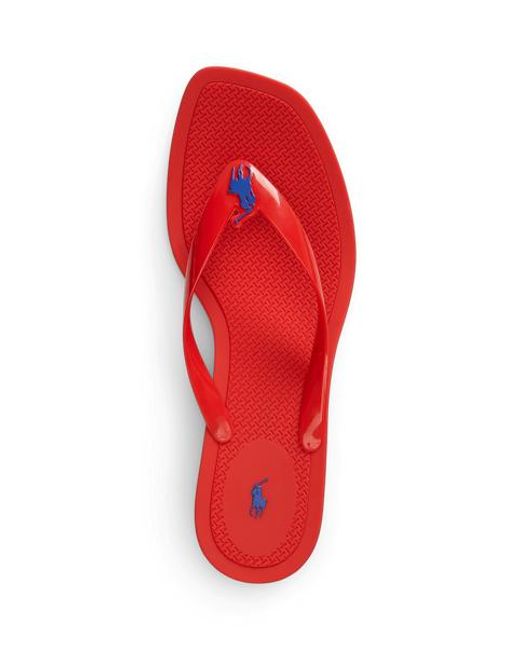 Polo Ralph Lauren Red Polo Play Kitten Heel Thong Sandal