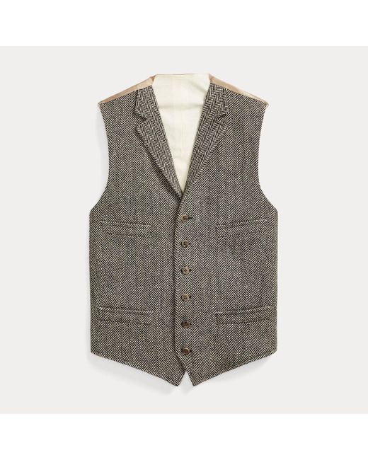Polo Ralph Lauren Gray Wool Herringbone Tweed Waistcoat for men