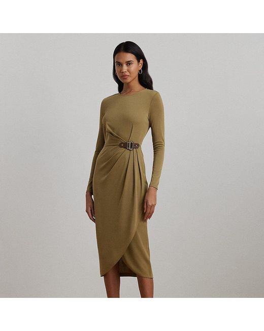 Ralph Lauren Natural Buckle-trim Stretch Jersey Dress