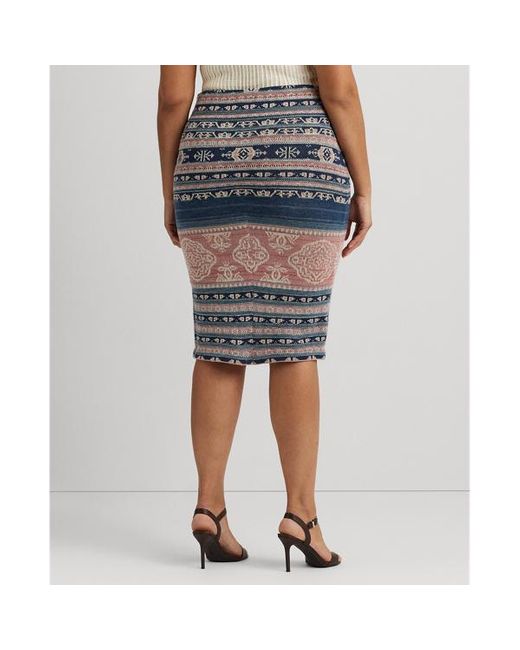Tallas Grandes - Falda de tubo de lino y algodón Lauren by Ralph Lauren de color Blue