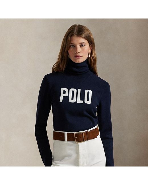 Polo Ralph Lauren Blue Logo Turtleneck Sweater