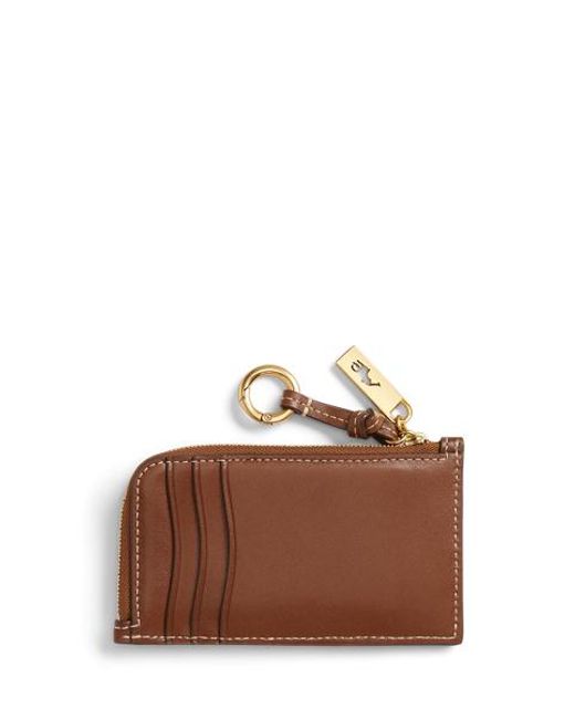 Polo Ralph Lauren Brown Polo Id Leather Zip Card Case