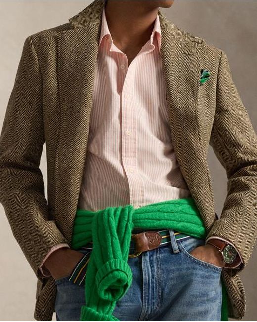 Polo Ralph Lauren Pink Custom Fit Striped Oxford Shirt for men
