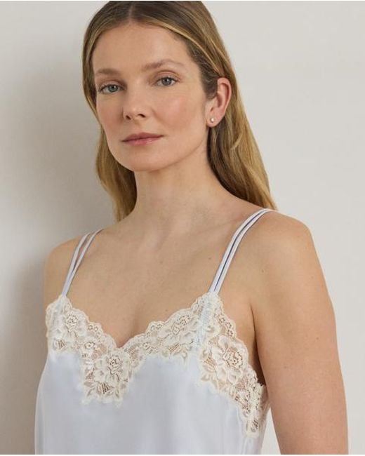 Ralph Lauren White Lace-Trim Cami Pyjama Set