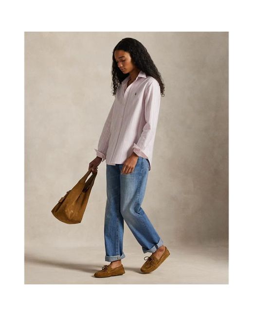 Polo Ralph Lauren Pink Classic Fit Striped Cotton Oxford Shirt