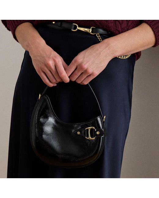 Ralph Lauren Tasha Kleine Lakleren Crossbodytas in het Black
