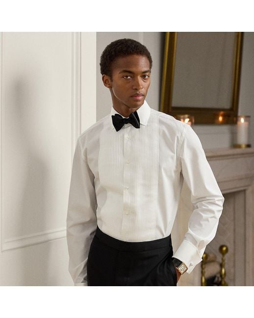 Ralph Lauren Pleated-Bib French Cuff Tuxedo Shirt in White for Men | Lyst Ralph Lauren Pleated-Bib French Cuff Tuxedo Shirt in White for Men | Lyst