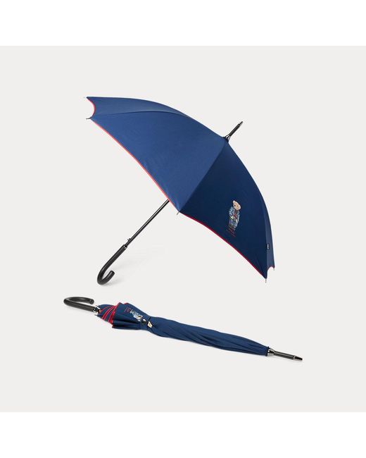 Ralph Lauren Blue Denim Polo Bear Collapsible Umbrella